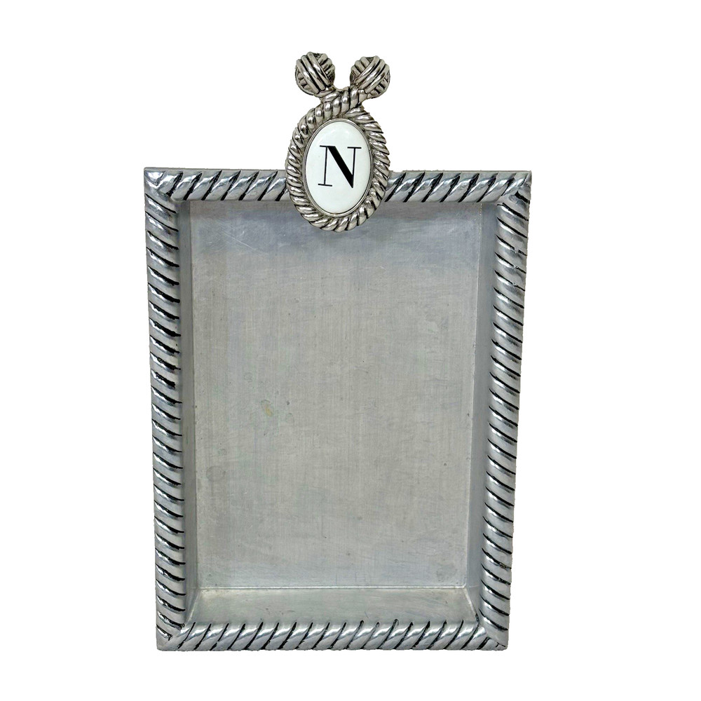 Mud Pie 2009 N Initial Metal Note Holder Tray 501013