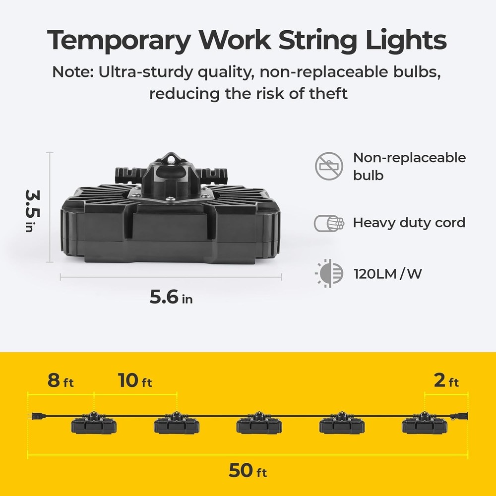 LED Work String Lights: Super Bright 90W 10800LM ETL Listed Linkable Waterproof