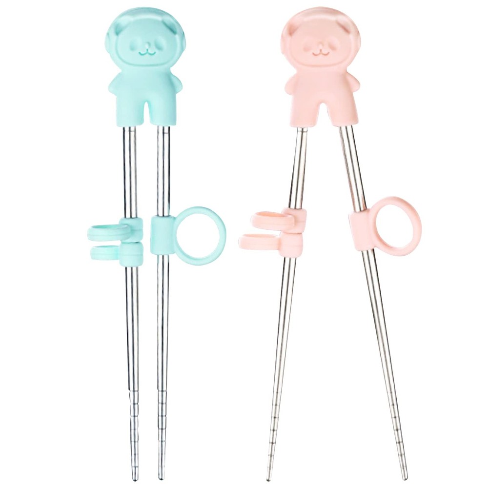 2 Pairs Training Chopsticks with Case Learning Chopstick Helper Stainless Ste...