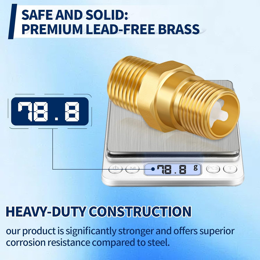 RV Water Heater Backflow Preventer, 1/2" NPT Double Male Thread Hot Water Heater