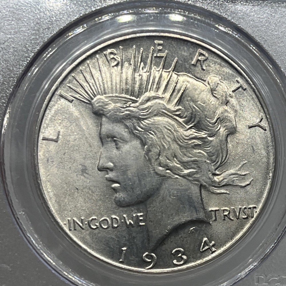 1934 PEACE SILVER DOLLAR $1 PCGS MS63