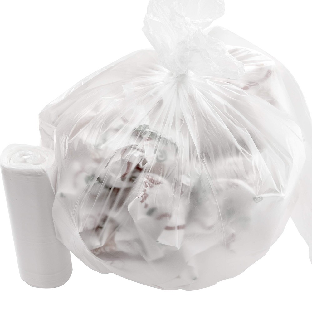 Leak-Proof Clear 4 Gallon Trash Can Liners, 100 Count, Coreless Roll, No Mess...