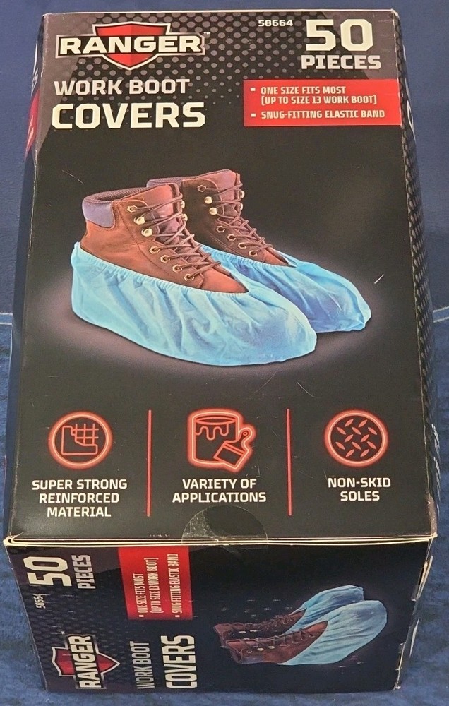 RANGER Work Boot/Shoe Covers, 50-Pack NEW