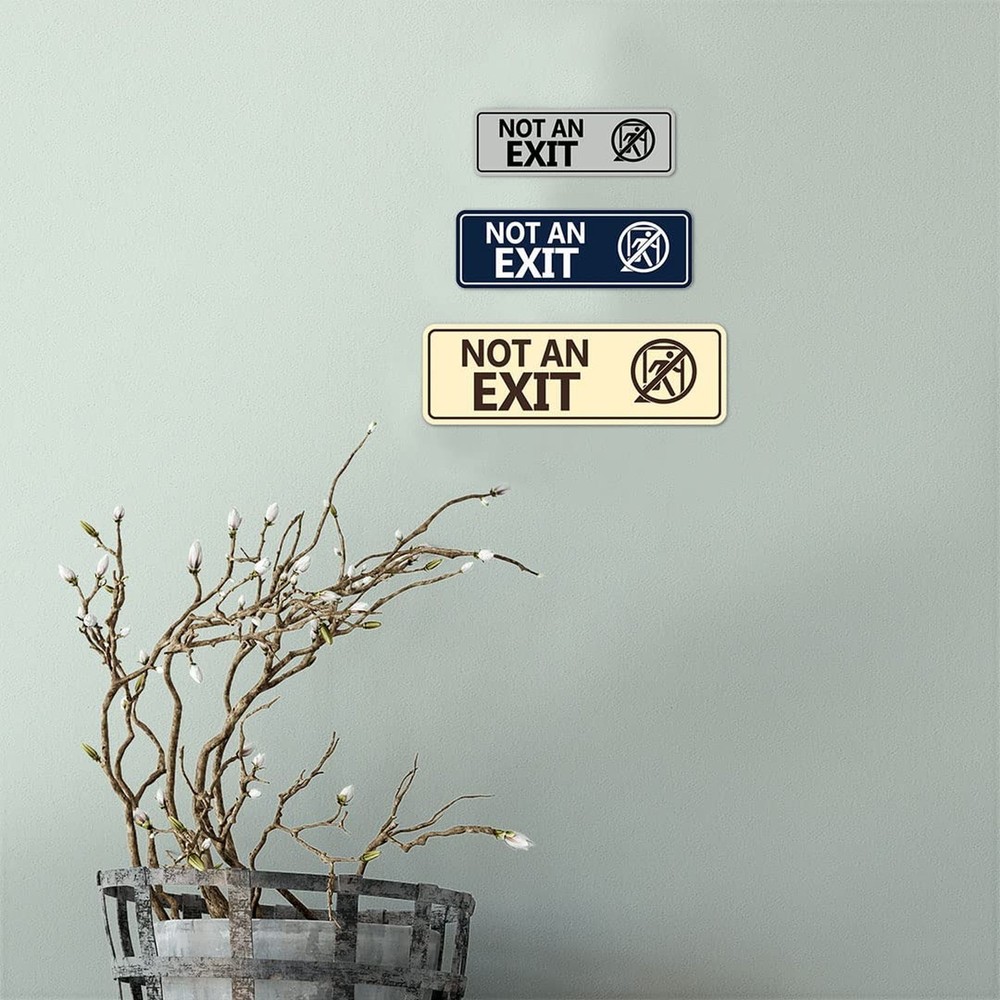 Standard NOT an EXIT (Stick Man) Sign (Black) - Small 2 x 6" - Small (1 Pack)