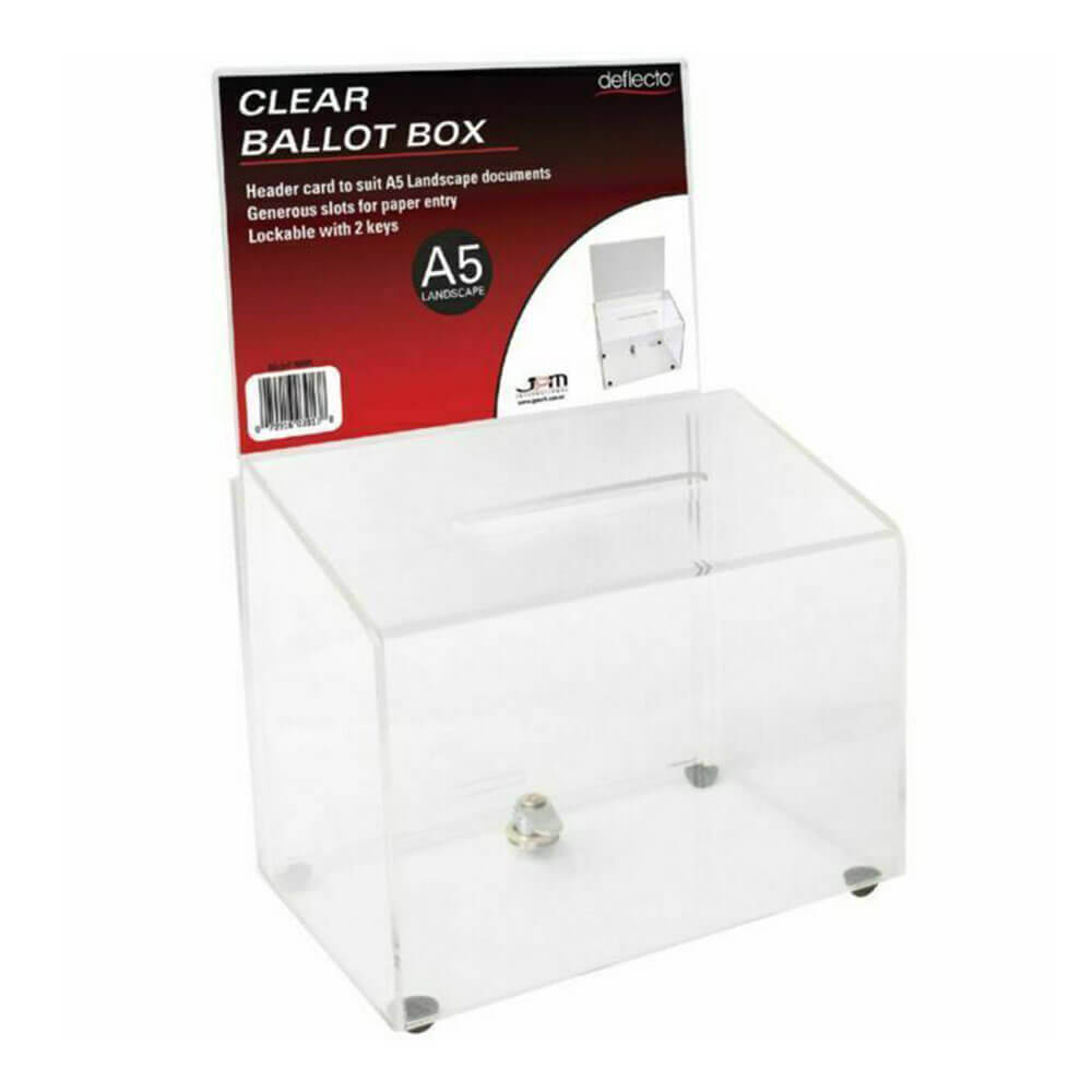 Deflecto Landscape Ballot Comment Box Clear A5 Break Resistant Sturdy Plastic