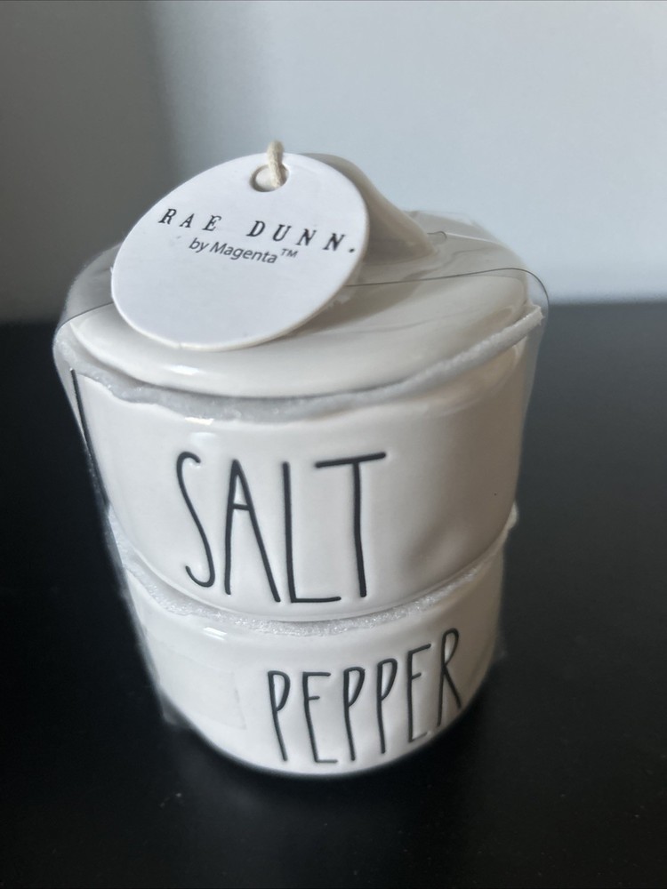 Rae Dunn Stackable Salt & Pepper Cellar Ceramic Container Artisan Collection
