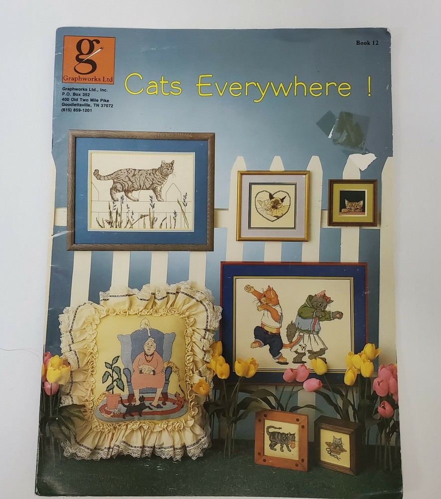 "Cats Everywhere" Counted Cross Stich Graphworks LTD 15 different  Patterns 89