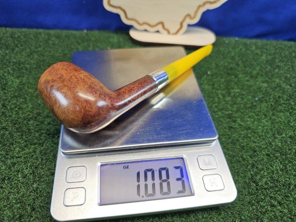 AGE Straight Smooth Billiard Banded Restored Briar Pipe, Replacement Stem, Case