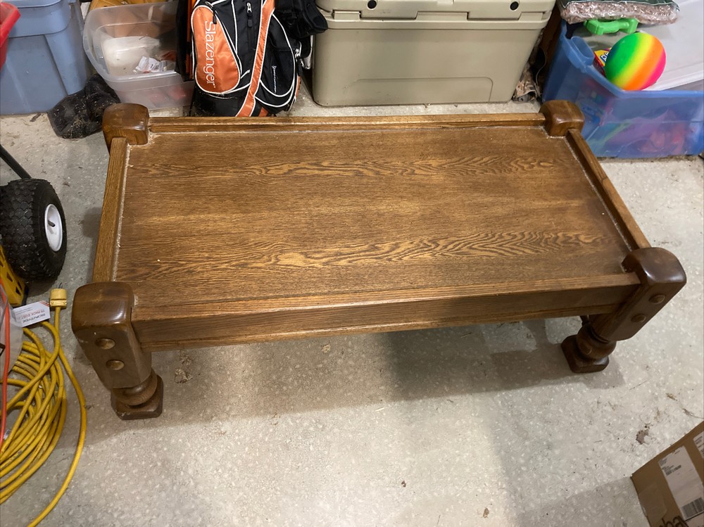 Retro Vintage MCM Coffee / Bed Table Bench Cushioned Solid Oak Great Shape 24x48