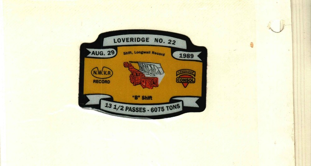 NICE LOVERIDGE CONSOL COAL CO. COAL MINING STICKER # 932