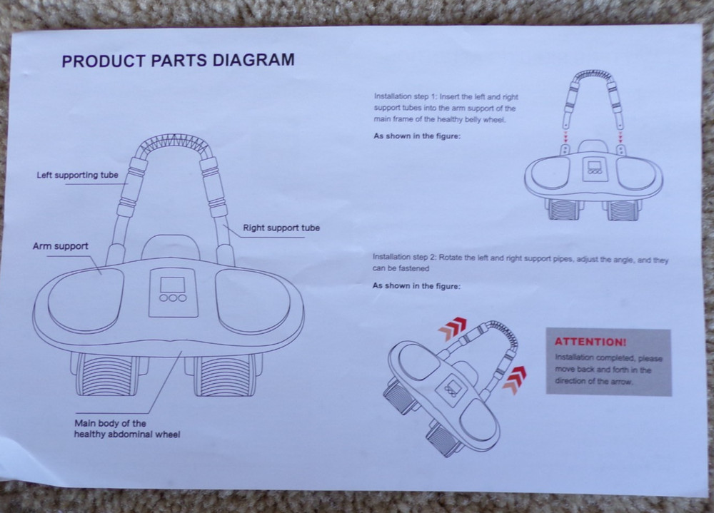 4-Wheel Abdominal Belly Roller Elbow Support Exercise Machine @hS