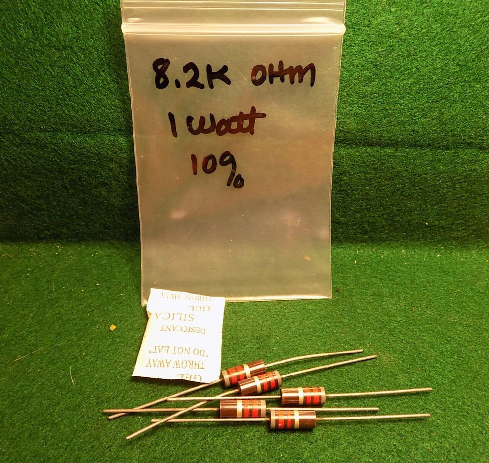 (1) 5 Pack Carbon Comp 8.2K OHM 1 Watt 10% Resistors NOS
