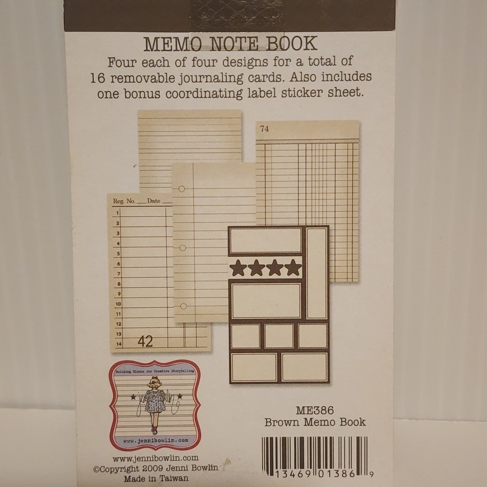 Jenni Bowlin Scrapbooking Memo Note Book Pad & Flag Tags