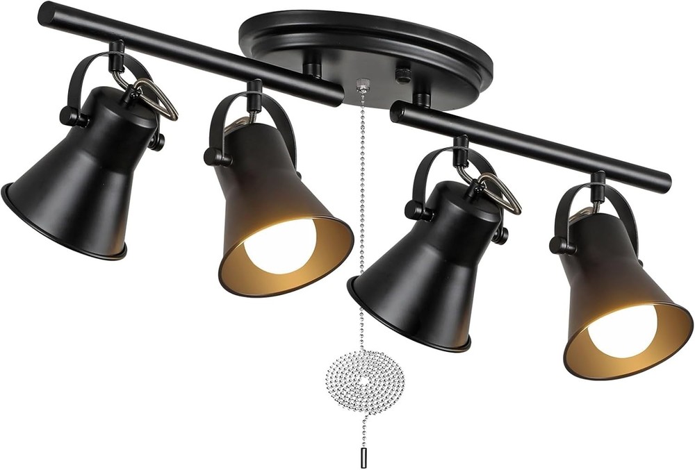 4-Light Track Lighting with Pull Chain, Black  Track Lighting Fixtures