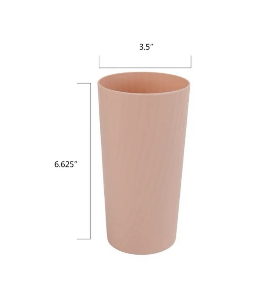 15-Piece Plastic Swirl Pattern Dinnerware Bundle Set, Pink
