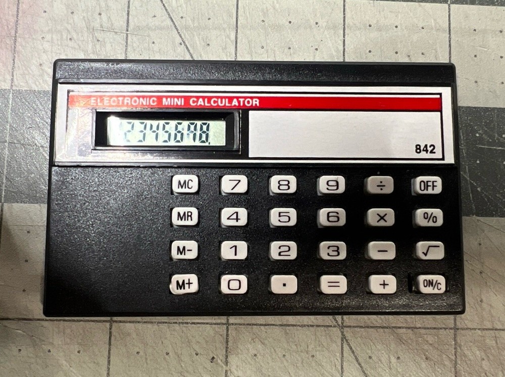 Vintage - Super Thin Electronic Mini Pocket Calculator 842 Tested