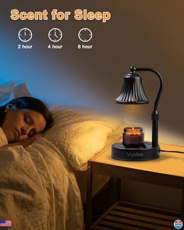 Candle Warmer Lamp with Timer & Dimmer, Adjustable Height, 2 Bulbs, Home Decor