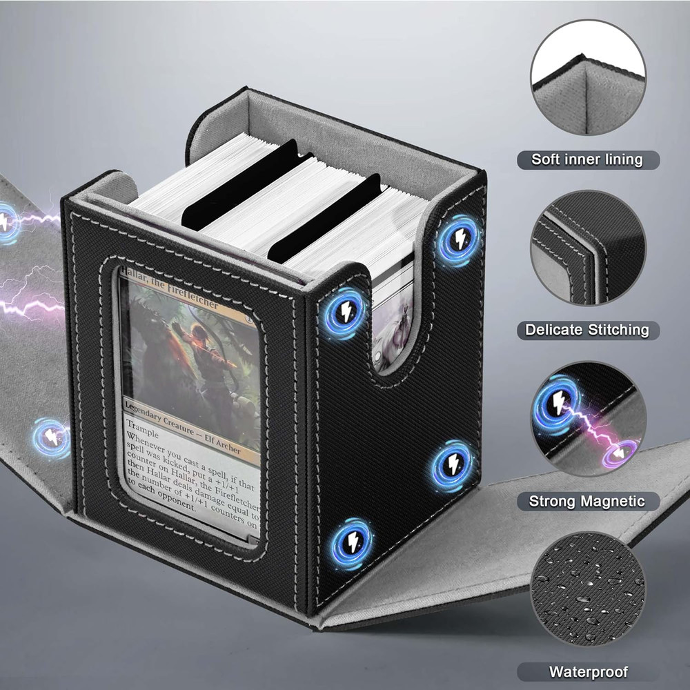 MTG Deck Box with Commander Window Display, Trading Card Storage Box Holds 100 D