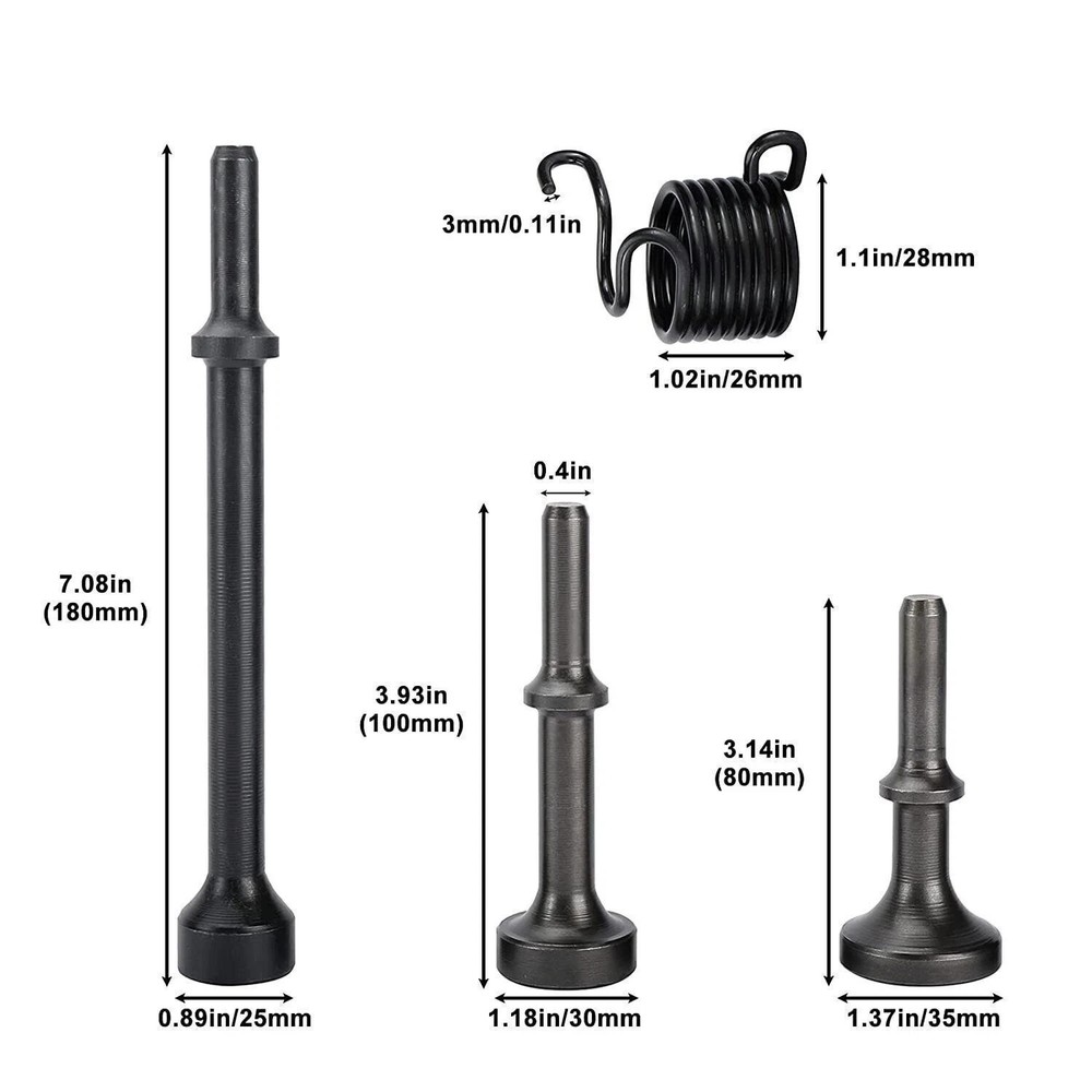 4 Pack Smoothing Pneumatic Air Hammer Bits Air Chisel Bits Tool Set with Spring