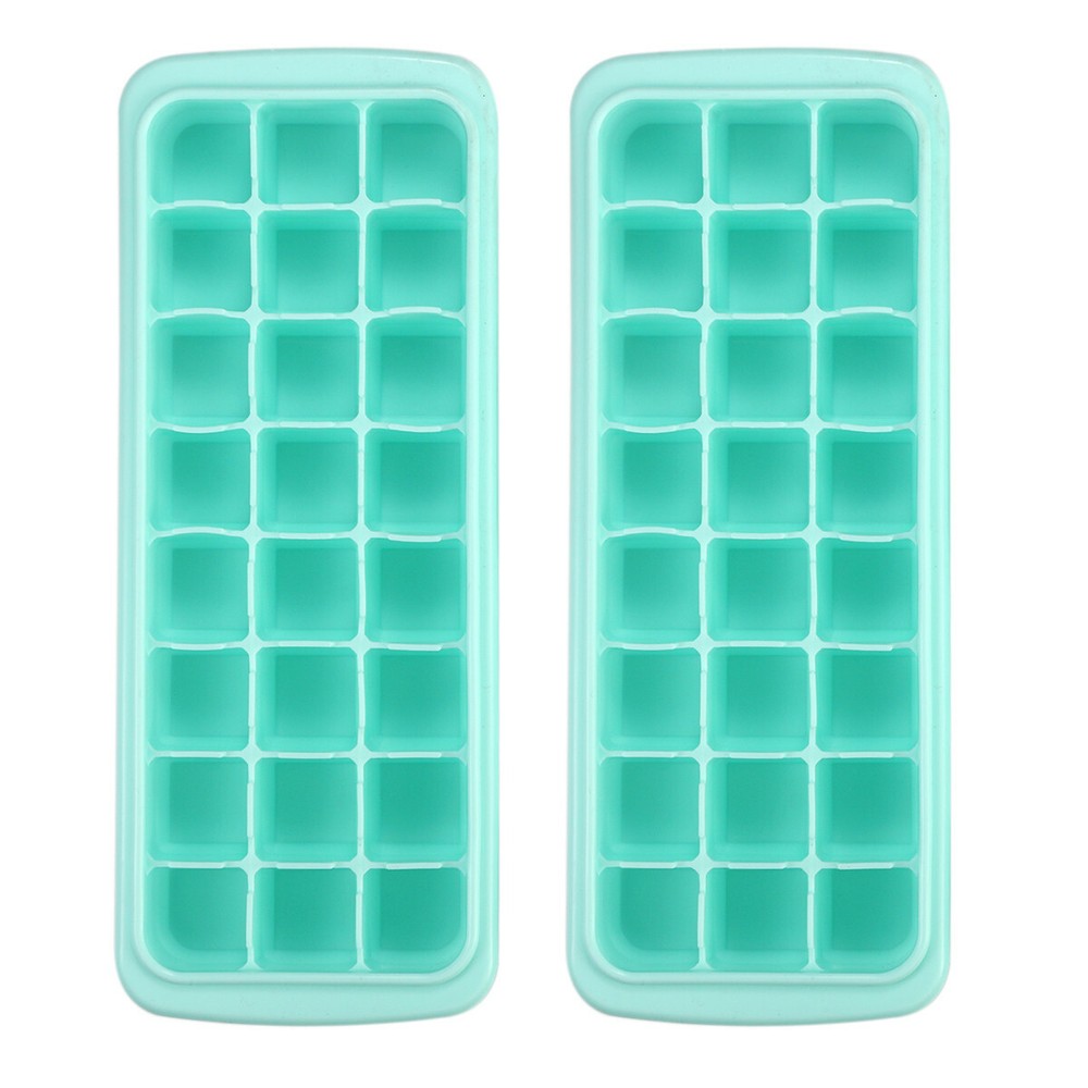 2 Pack Silicone Ice Cube Trays Flexible and Easy Release 24 Ice Cube Molds Safe