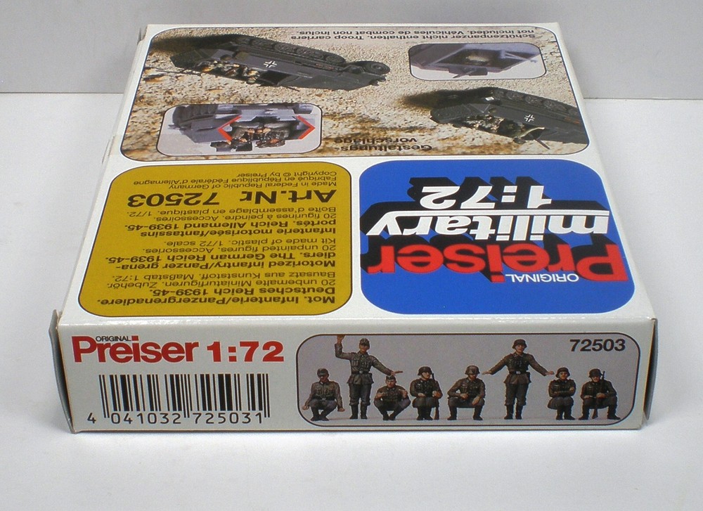 1/72 Scale German WWII Panzer Grenadier Infantry, Preiser