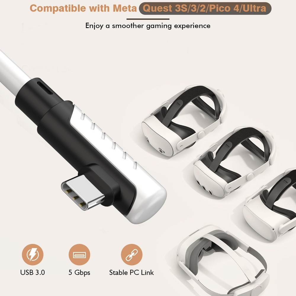 VR Charging Link Cable 16FT Compatible with Meta Quest 3S/Quest 3/Oculus