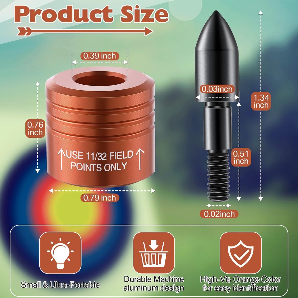 Feekoon 2 Pack Crossbow Bolt Decocking Head, Point Orange