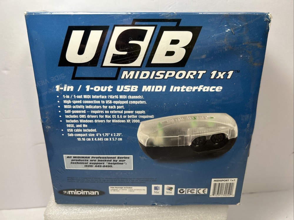 Midiman USB MIDISPORT 1x1 USB MIDI Interface For Windows & Mac OS X