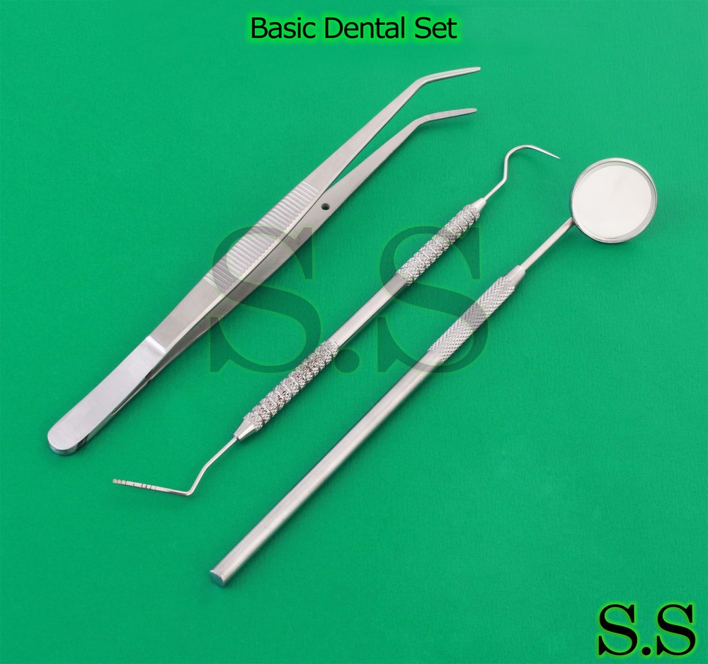 3 Pcs Basic Dental Set Mirror Explorer College plier PR-150