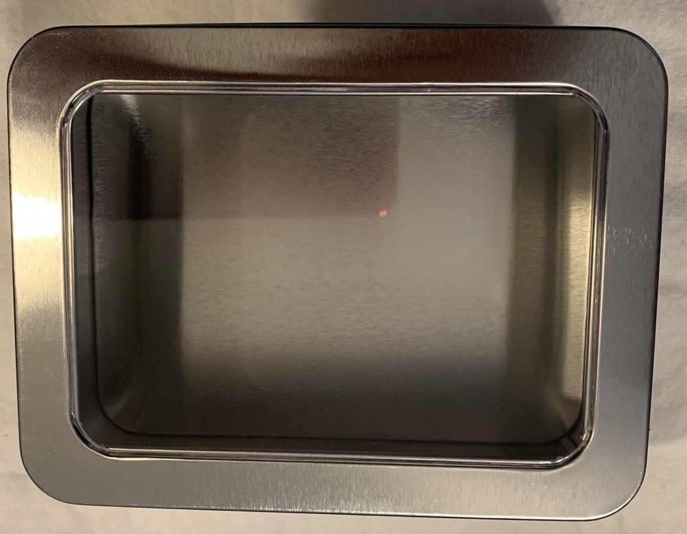 Silver Metal Rectangular Box w/ Hinged Lid Window Display Storage 5.75x4.5x2.25