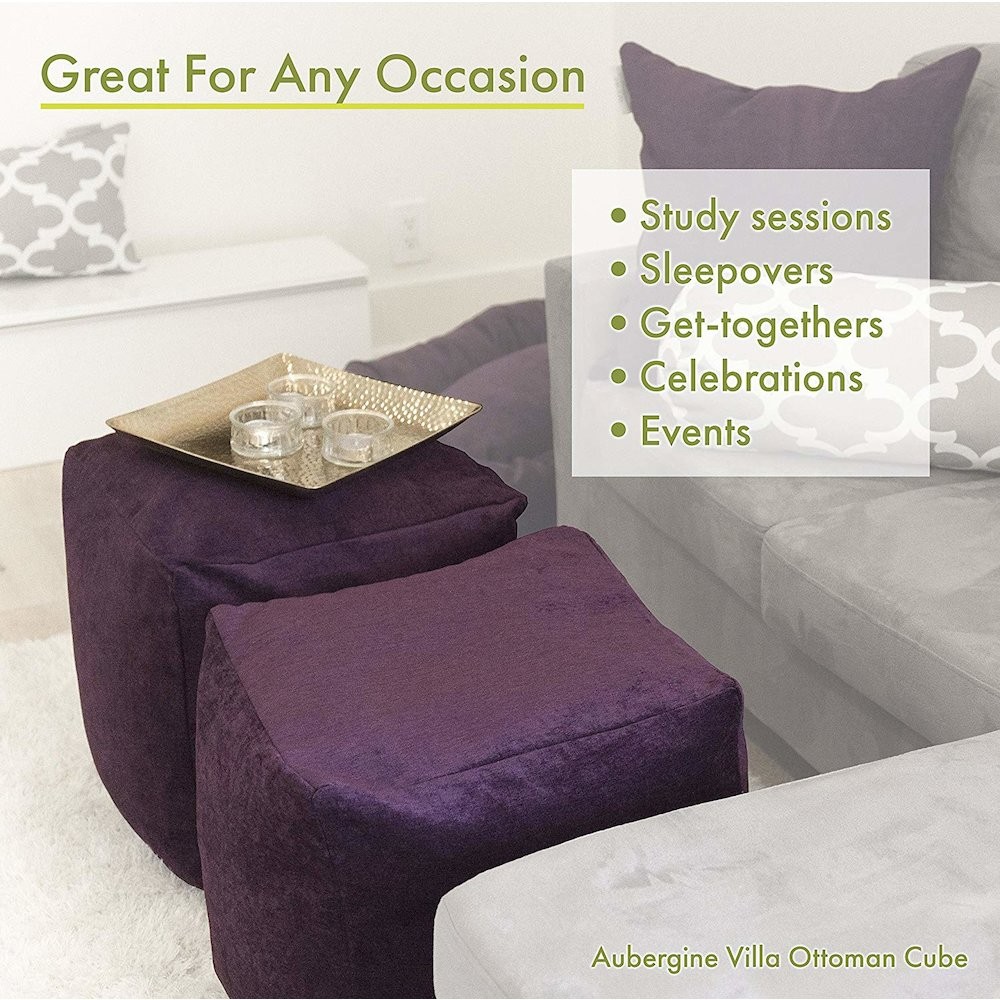 Majestic Home Goods Cube Pouf Chevron Gray