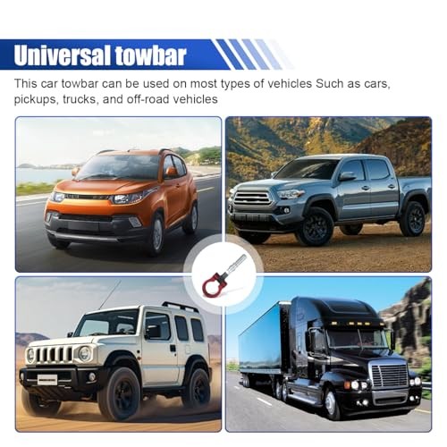 Car Front Bumper Tow Hook, Trailer Grappling Hook with Screw-in Design, Red