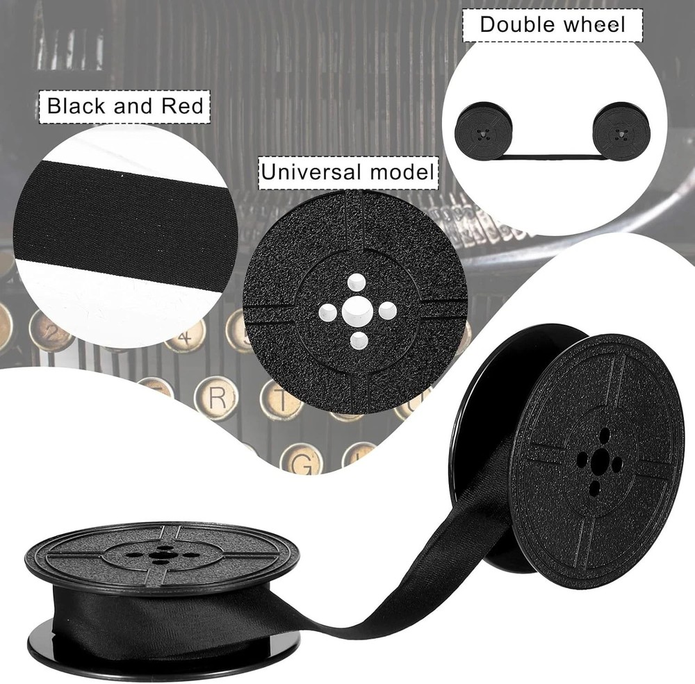 Universal Typewriter Ribbon Twin Spool Replacement Pack - Black Ink (2 Pcs)