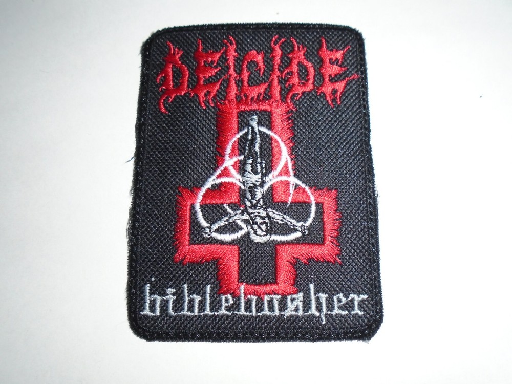 DEICIDE BIBLE BASHER IRON ON EMBROIDERED PATCH