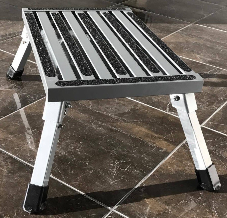 Caravan RV Lightweight Compact Folding Platform Step 22cm Height 200kg Capacity
