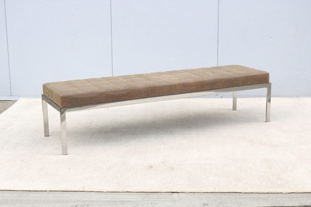 Mid-Century Modern Style Cumberland Large Rectangular Cambridge Metal Bench