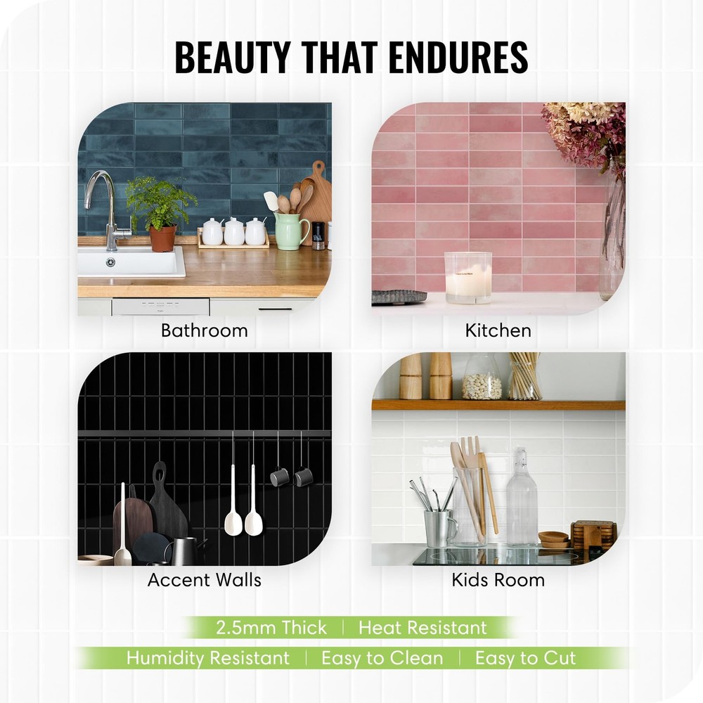 5 Pack Peel and Stick Backsplash Subway Tiles, Extra Thick 3D Wall Panels, He...