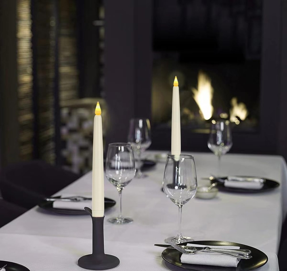 Flameless Taper Candles with Remote Control and Timer, Battery 3 Pack, Ivory