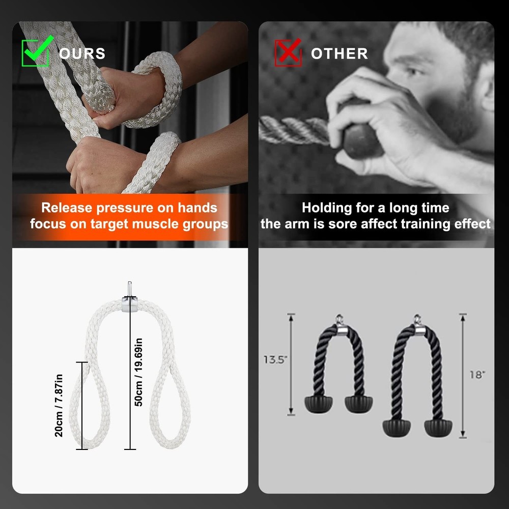 HPYGN Tricep Rope, Press Down Cable Machine Attachment Set, LAT Pulldown Atta...