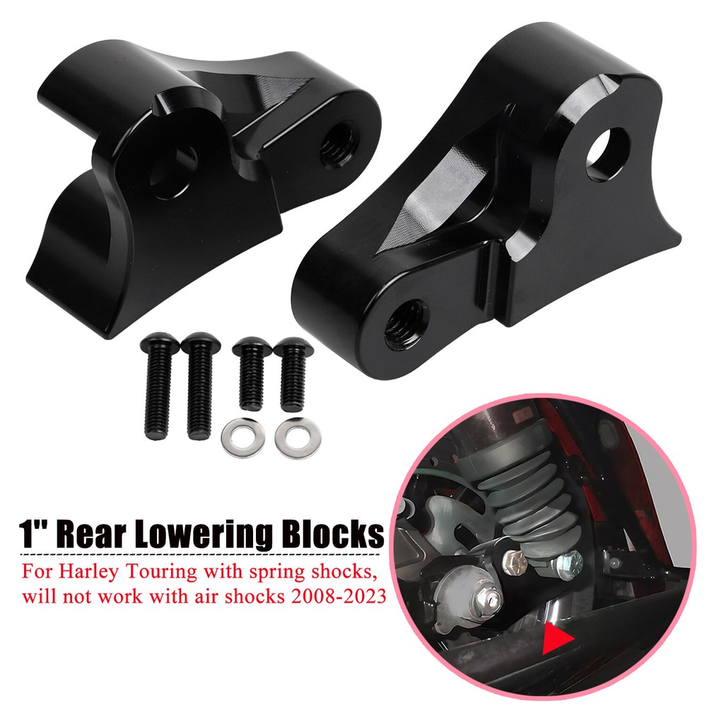 Black 1'' Drop Lowering Block Brackets For Harley Touring Electra Glide 08-23