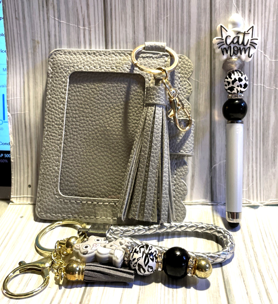 HAND MADE BEAD PEN,  BEAD KEY CHAIN, wallet -& INK REFILL-3 PC set