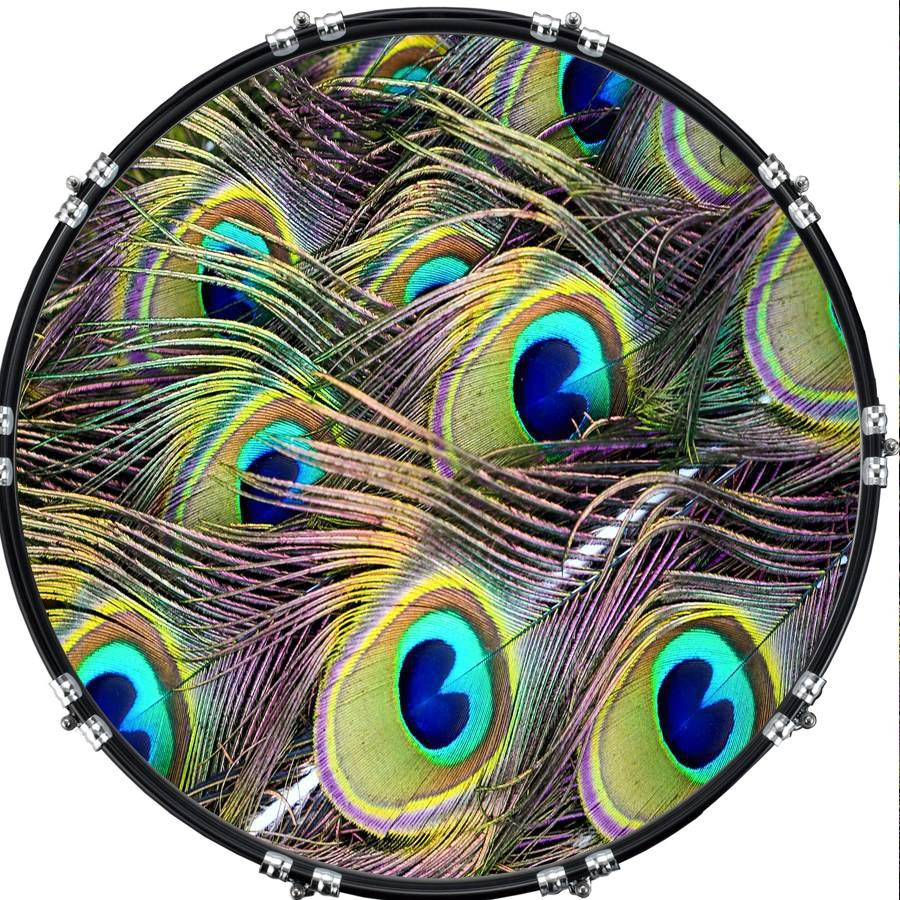 20" Custom Bass Kick Drum Front Head Graphical Graphic Peacock 2