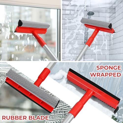 Windshield Cleaner Tool 2 in 1 Car Window Squeegee with Red and Black