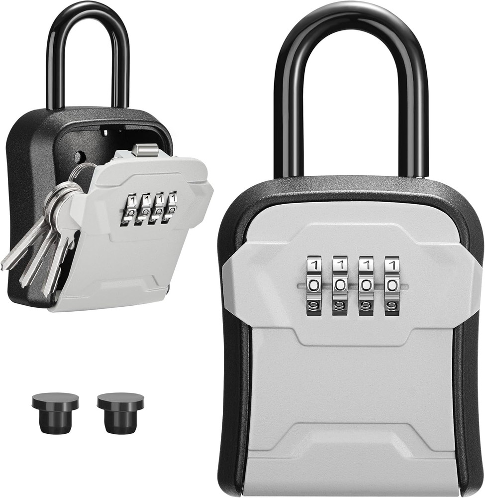 Lock Box, Key Lock Box Wall Mount & Portable Combination Lockbox with Resettable