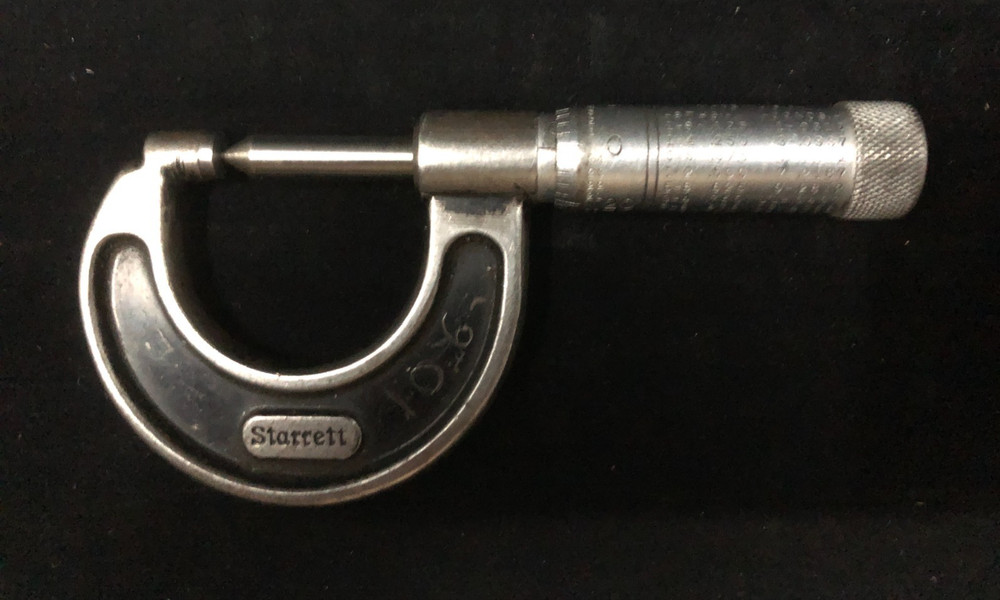 Starrett No. 436 1" micrometer - pointed spindle