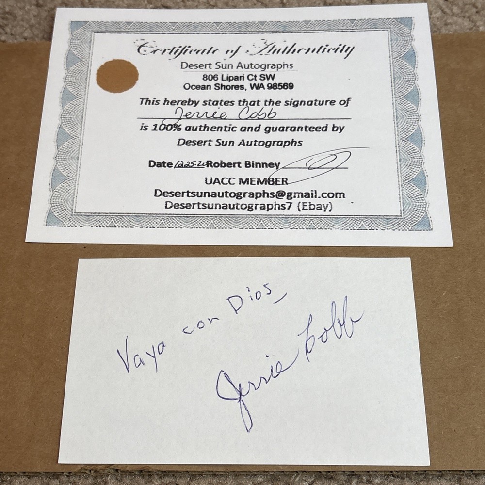 Jerrie Cobb Signed Index Card