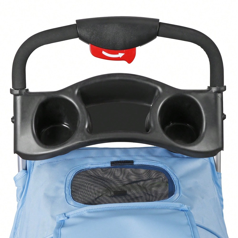 Foldable Pet Stroller For Dogs And Cats, 3/4 WheelDesign With Storage Basket