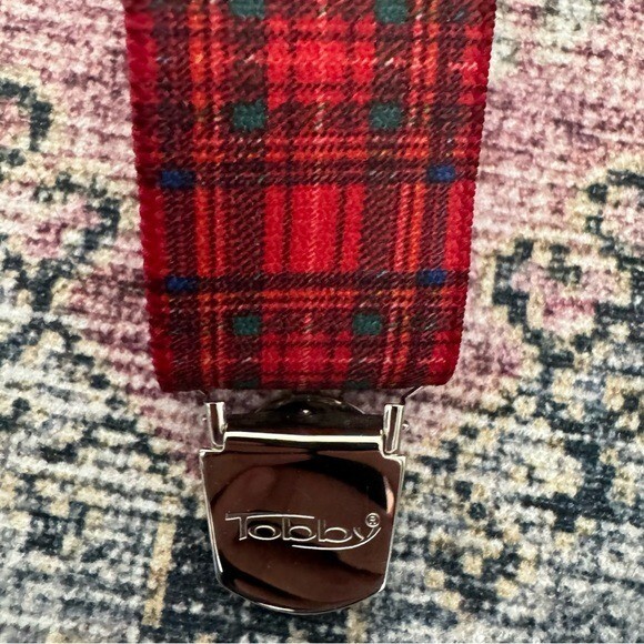 Tobby Red Plaid Pattern Suspenders Braces Austrian New