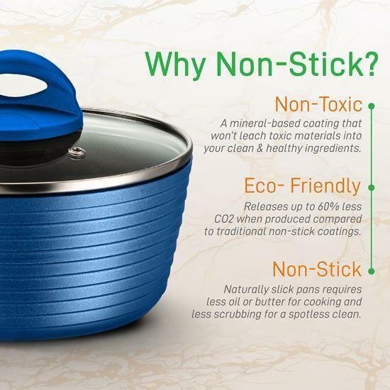Nutrichef Kitchenware Pots & Pans Set-Stylish Cookware, Non-Stick Coating