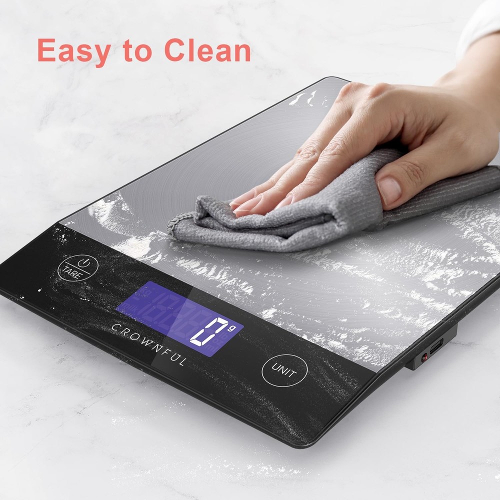 Rechargeable Digital Kitchen Scale 33lb Stainless Steel Grams Ounces